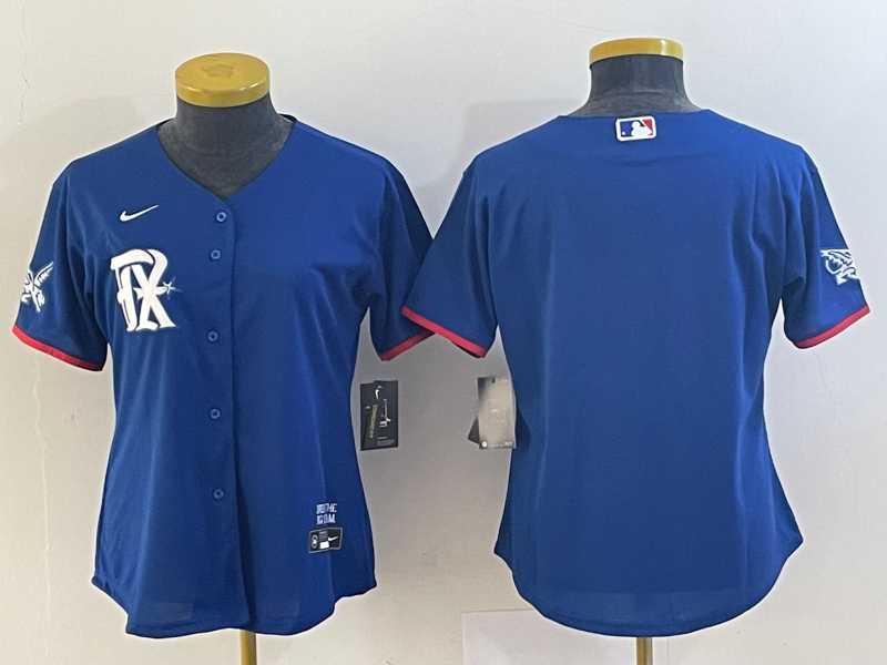 Womens Texas Rangers Blank Royal Blue 2023 City Connect Stitched Baseball Jersey